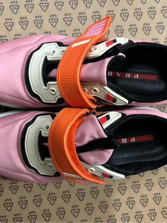 Prada Shoes - Prada Pink and Orange Strap Sneakers